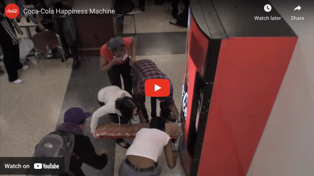 viral video of the coca cola happiness machine